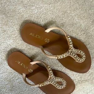 Rhinestones leather sandals